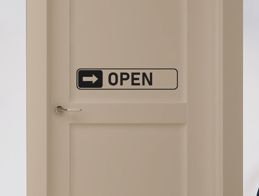 Slide to open | Door sticker