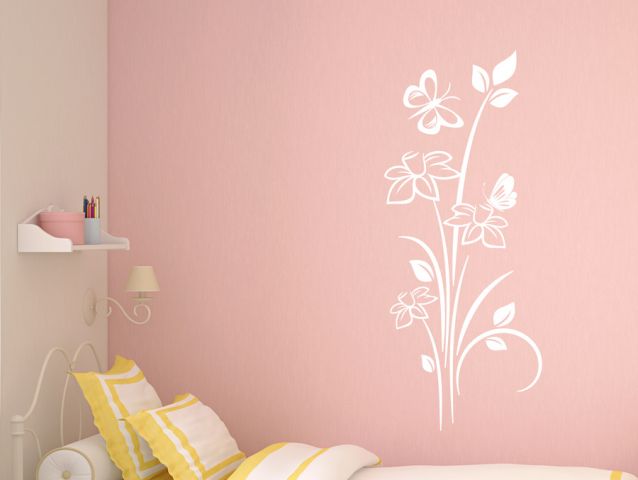 Daffodils and butterfly | Wall sticker
