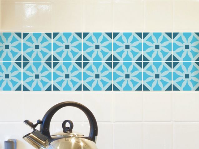 Geometric blues | Sticker tiles