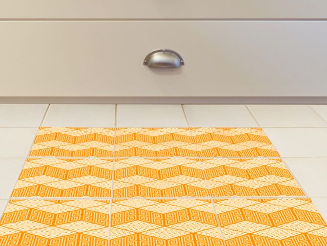 Geometric orange | Floor sticker tiles