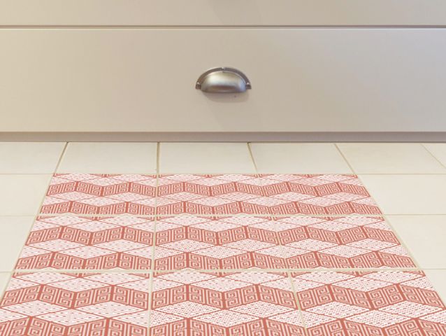 Geometric red | Floor sticker tiles