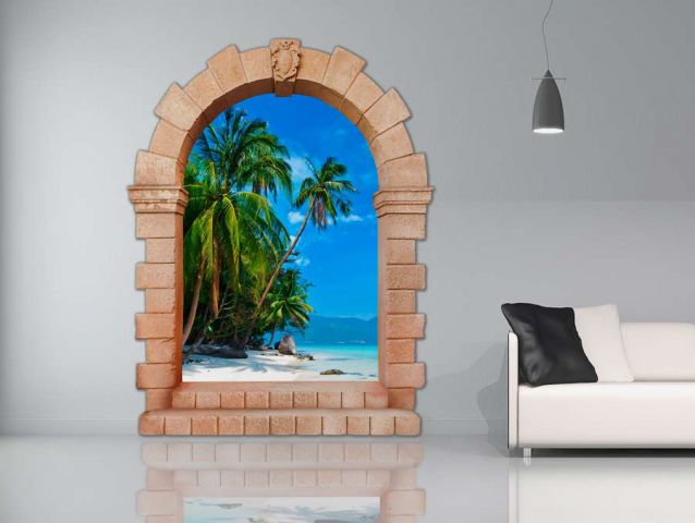 Gate to a tropical beach | 3D wall sticker