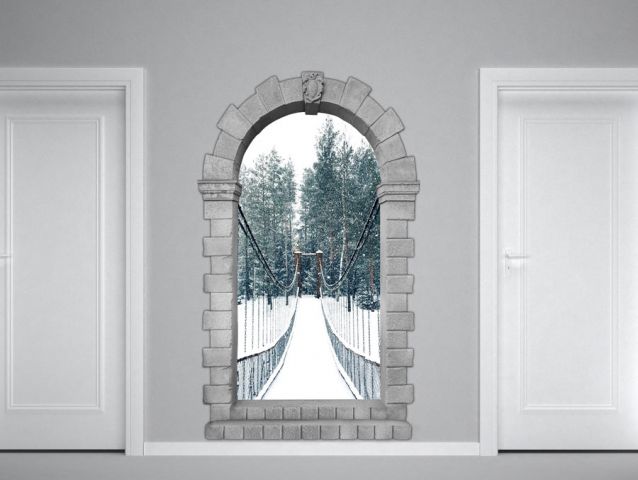 Gate to a snowy bridge | 3D wall sticker