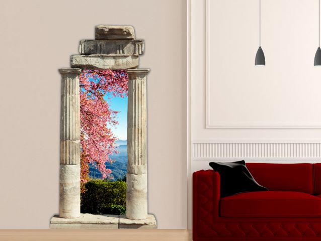 Greek Portal with blossom view