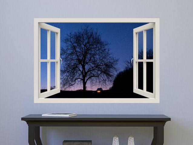 3D window to A magical night wall sticker