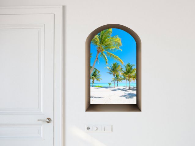 3D window to Magical Beach wall sticker
