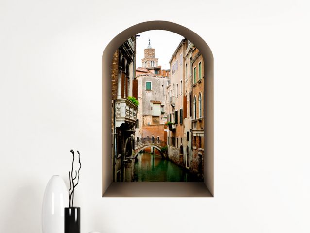 3D window to Venice wall sticker