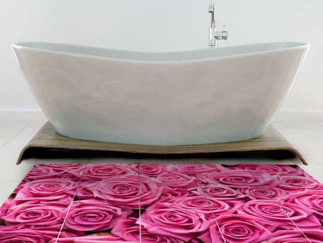 Pink roses | Tileable floor stickers