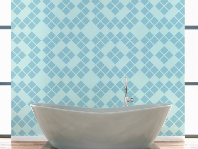 Wall sticker with blue squares