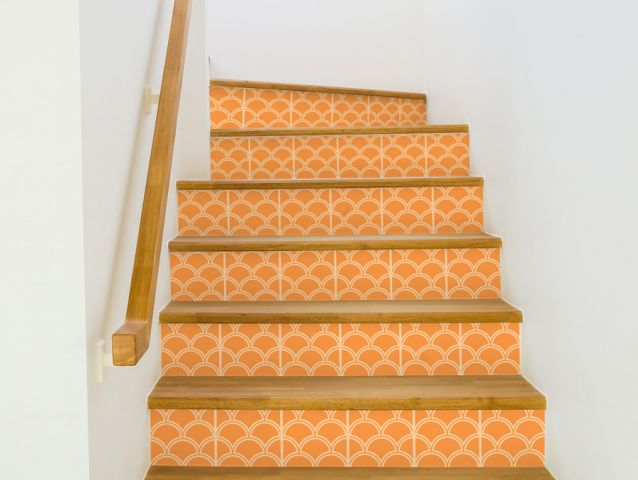 Orange waves | Stair sticker decor