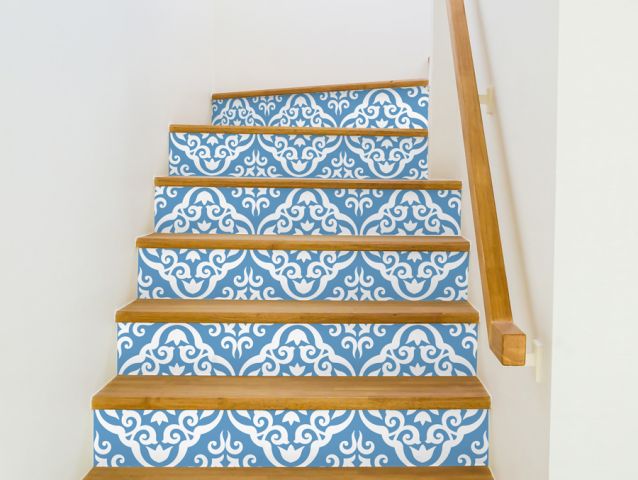 Floral blue | Stair sticker decor