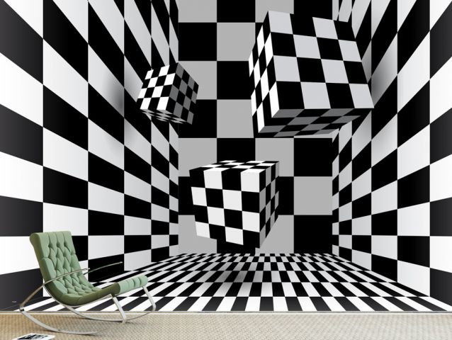 3D wallpaper cubes checkers