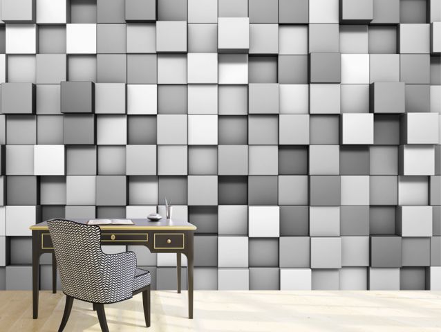 3D black and white squares sticker