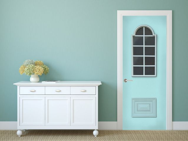 Blue Classic door wallpaper