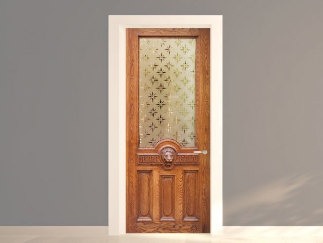 Wooden door with window | Door wallpaper