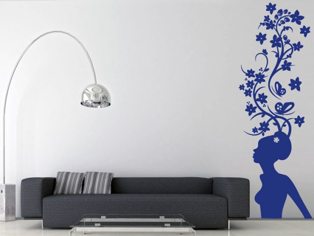 wall sticker woman with floral hair