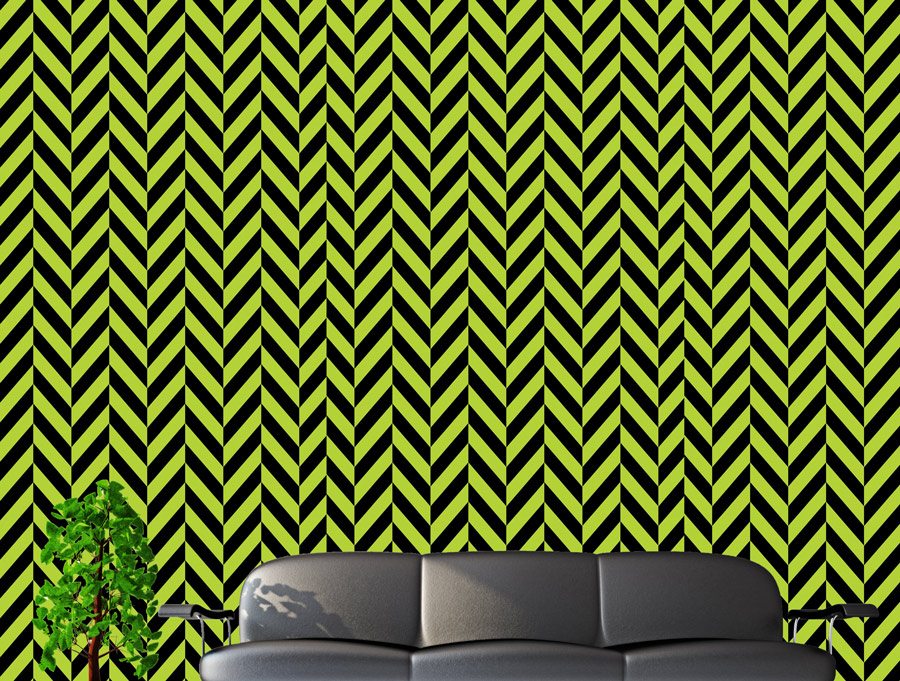 Green and black geometric wallpaper