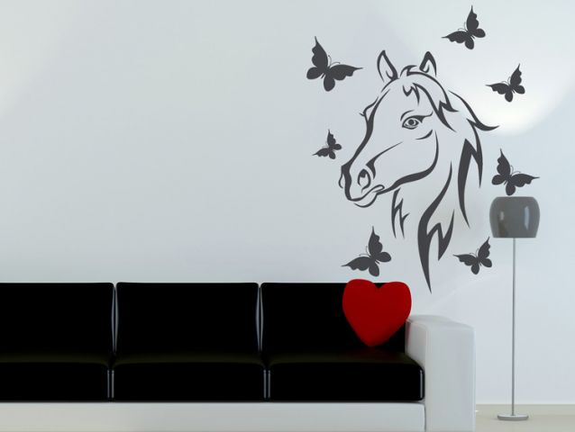Horse with butterflies | Wall sticker