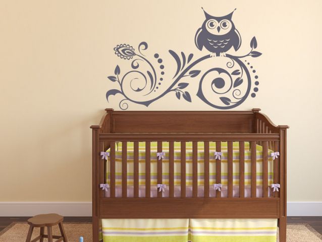 Wall sticker night owl with uniqe decorations