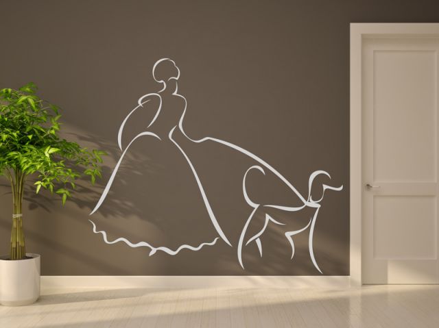 Royal lady with a dog wall sticker