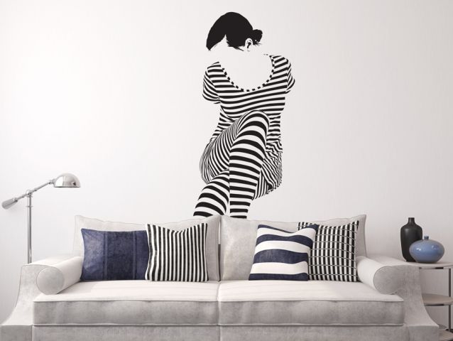 wall sticker ש woman in a striped dress