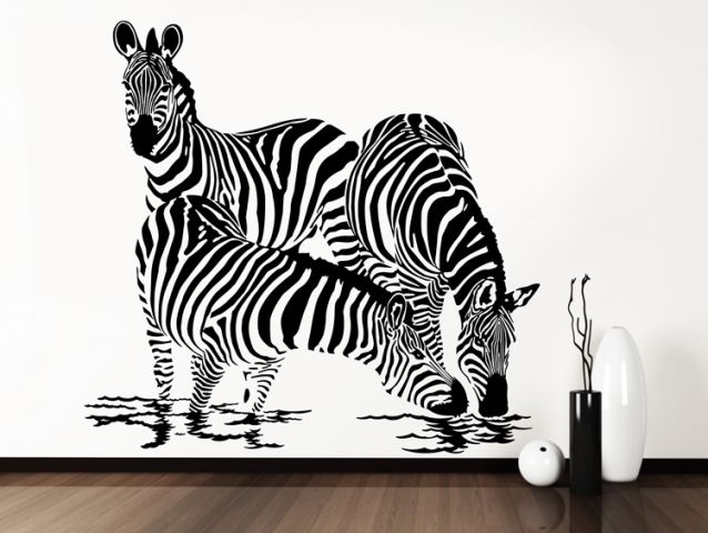 Zebras drinking | Wall sticker