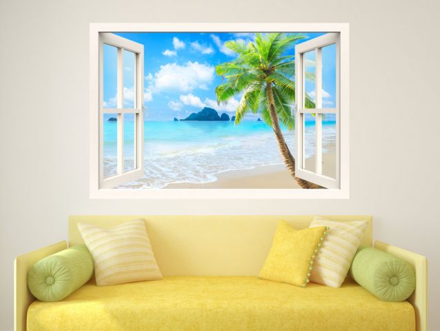Tropical view | 3D window sticker