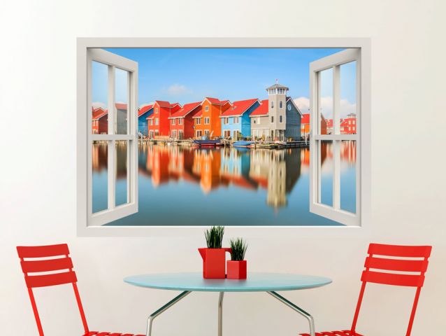 Colorful houses | 3D window sticker