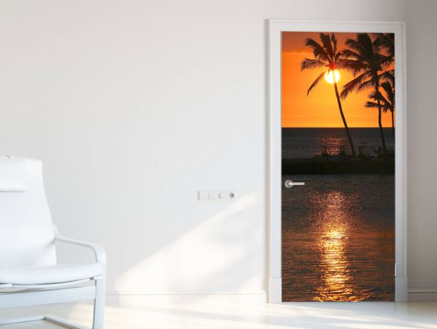 Exotic sunset Door decor sticker