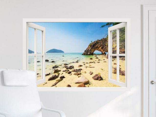 Tropical beach | 3D window sticker