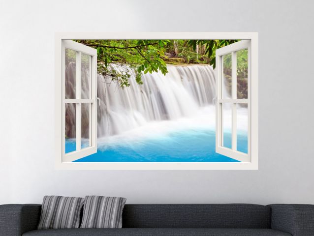 Teal waterfall | 3D window sticker