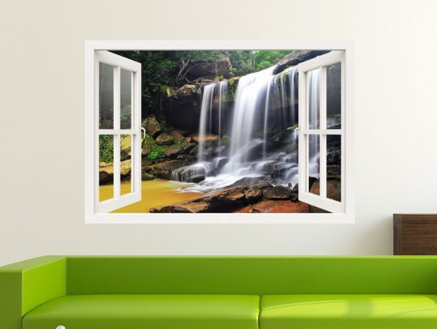 Orange waterfall | 3D window sticker