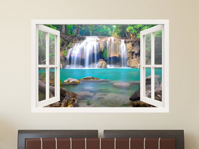 Blue waterfall | 3D window sticker