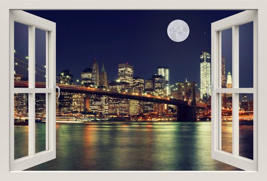 NYC at night  | 3D window sticker