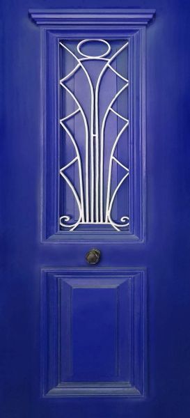 Greek blue door wallpaper