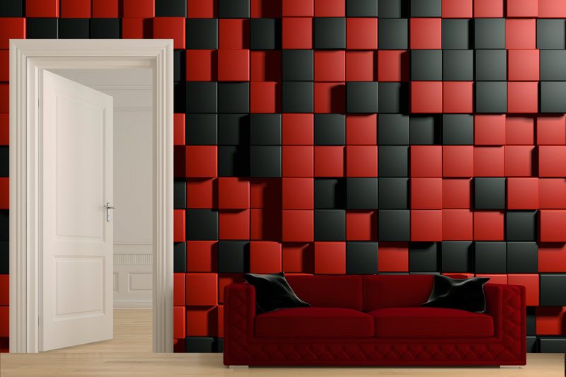 Red and black cubes |  Wallpaper sticker