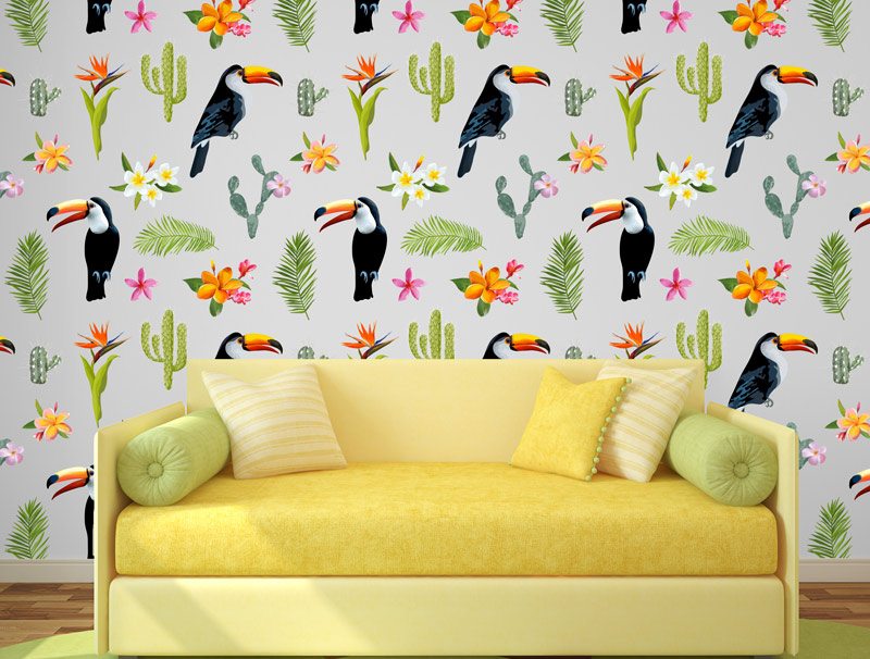 Tropical parrot | Sticker wallpaper