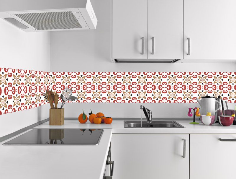 Red and white | Tiles sticker set