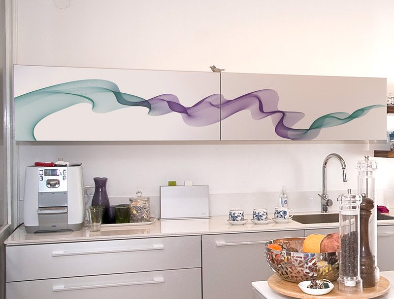Purple and teal ribbon | Furniture wallpaper