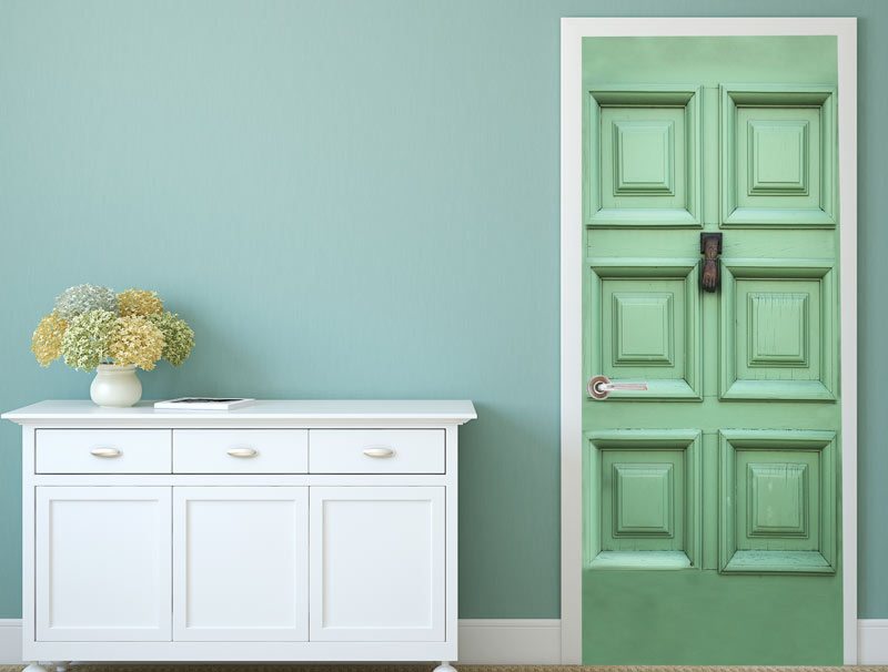 Green wood | Door wallpaper