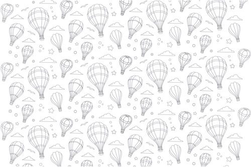 B&W Floating balloons | Sticker wallpaper