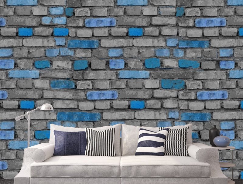Grey And Blue Bricks wallpaper