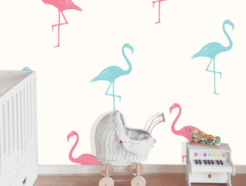 Flamingo Wallpaper Pink And Light Blue