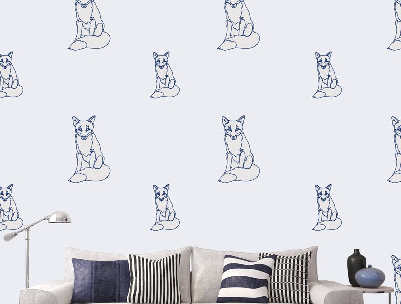 Blue and white foxes wallpaper