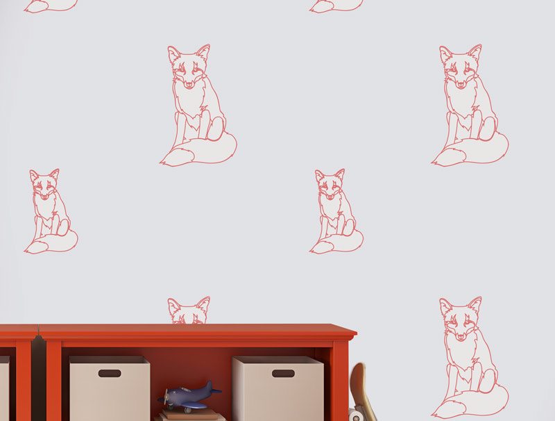 Pink and white foxes wallpaper