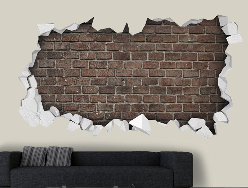 3D sticker brick wall hole