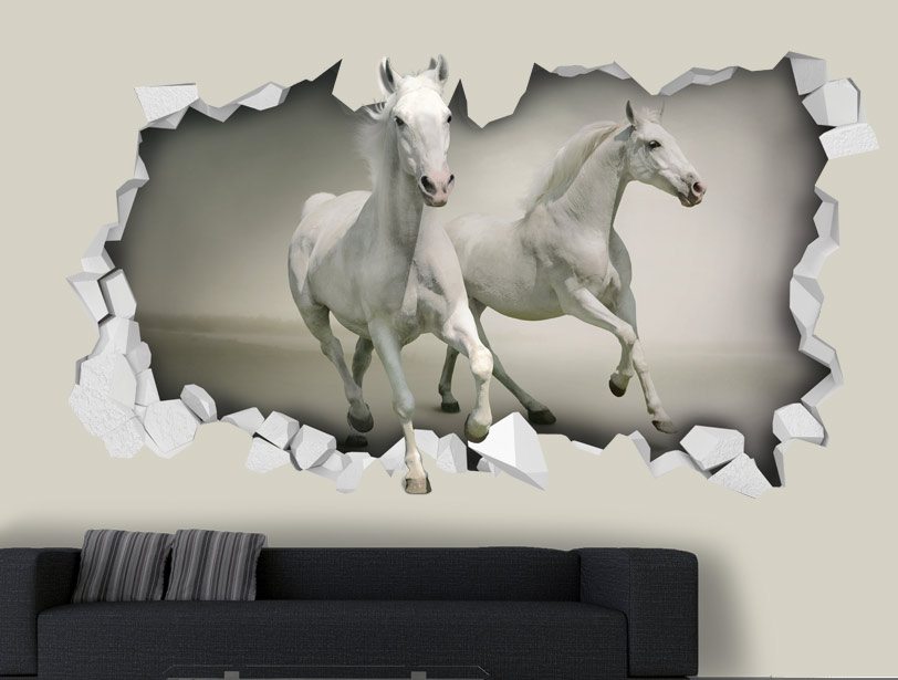 3D sticker galloping horses