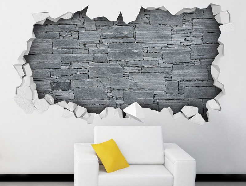 3D sticker gray brick wall