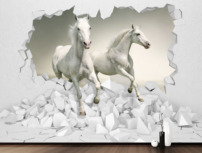 white horses wallpaper