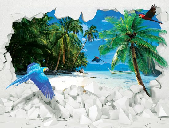 Flying parrots from tropical island | wallpaper